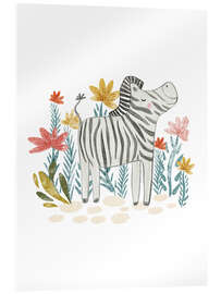 Acrylic print Zebra and flowers - Nikita Jariwala