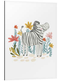 Alubild Zebra und Blumen