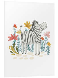 Hartschaumbild Zebra und Blumen