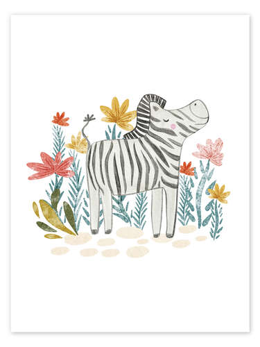 Plakat Zebra and flowers