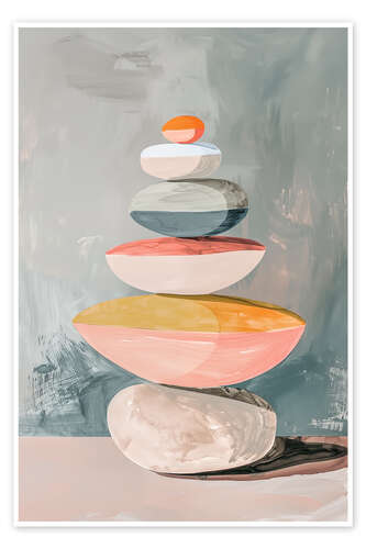 Poster Stones in Balance Retro Pastel