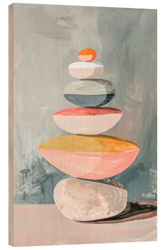 Cuadro de madera Stones in Balance Retro Pastel