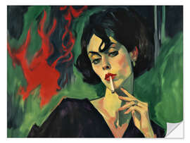 Wandsticker Expressionistische Raucherin