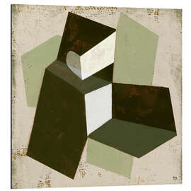Cuadro de aluminio Unfolded, square abstract composition in green - Marco Marella