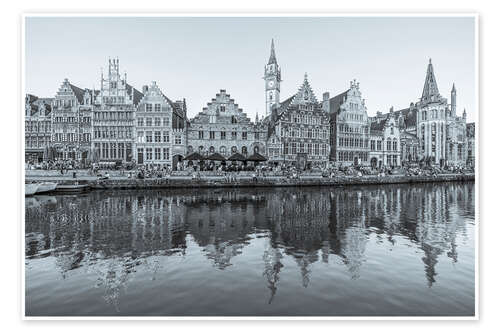 Póster Graslei quay in the old town of Ghent