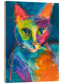Wood print Whiskered Majesty