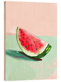 Hout print Juicy Watermelon Slice