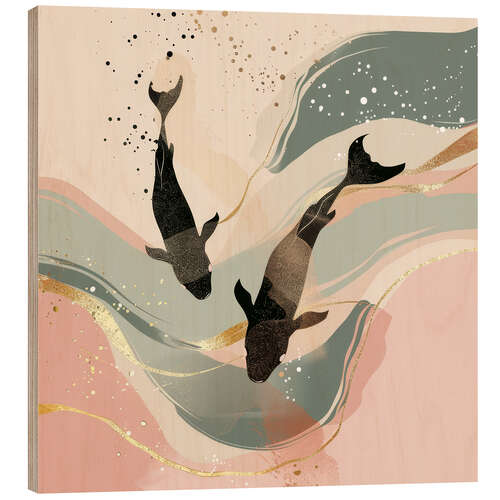 Wood print Glimmering Pair