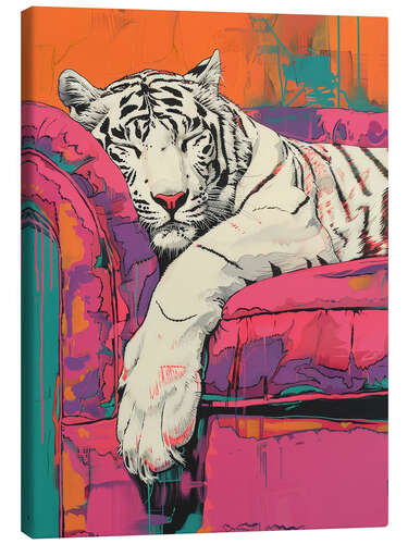 Canvas print Sleeping white tiger