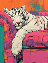 Magnettafel Schlafender weißer Tiger