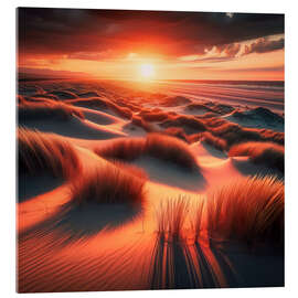Cuadro de metacrilato Dunes on the beach with sunset - nobelart