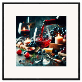 Gerahmter Kunstdruck Ein Glas Wein einschenken