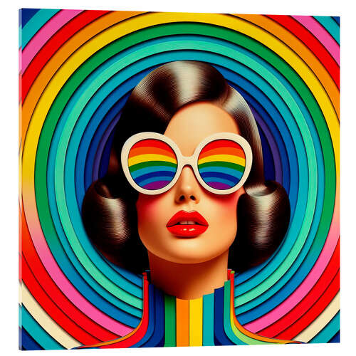 Acrylic print Retro rainbow collage I