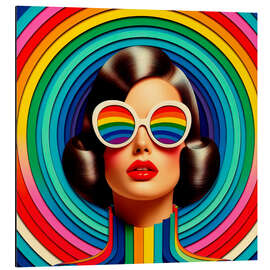 Magnettafel Retro rainbow collage I