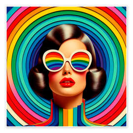 Poster Retro rainbow collage I