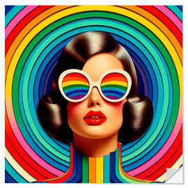 Wandsticker Retro rainbow collage I