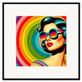 Ingelijste kunstdruk Retro rainbow collage II