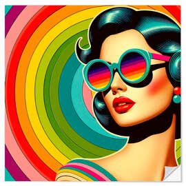 Sticker mural Retro rainbow collage II