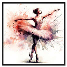 Gerahmter Kunstdruck Balletttänzerin in Aquarell I
