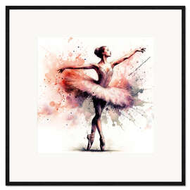 Gerahmter Kunstdruck Balletttänzerin in Aquarell I - nobelart