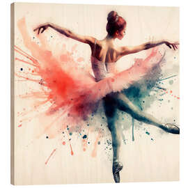 Trätavla Ballet dancer in watercolour II - nobelart
