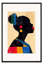 Gerahmter Kunstdruck Abstrakte Frau im Profil