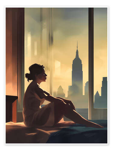 Póster Morning sun with E. Hopper