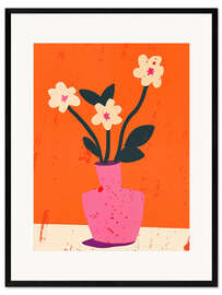 Impression artistique encadrée Boho flowers in pink vase
