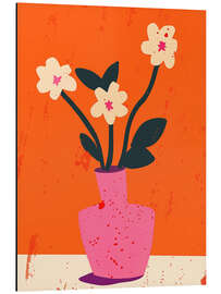 Magnettafel Boho Blumen in Rosa Vase