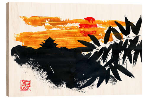 Wood print Castle in sunset