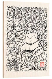 Wood print Momoneko in the jungle - Péchane