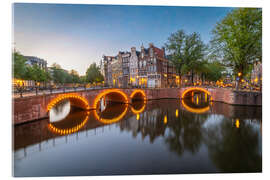 Akrylbillede Bridge with lights in Amsterdam, Netherlands - George Pachantouris
