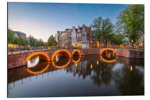 Cuadro de aluminio Bridge with lights in Amsterdam, Netherlands