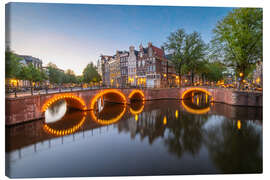 Canvas print Bridge with lights in Amsterdam, Netherlands - George Pachantouris
