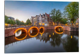 Gallery Print Brücke mit Lichtern in Amsterdam, Niederlande