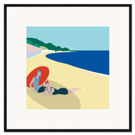 Gerahmter Kunstdruck Sommer an einem einsamen Strand