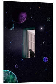Acrylic print Cat at the window of the universe and planets - Gen Z