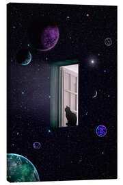 Canvas print Cat at the window of the universe and planets - Gen Z