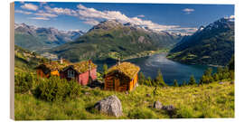 Holzbild Nordfjord Panorama mit Gletscherblick, Norwegen - Achim Thomae