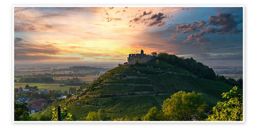 Poster Burgruine Staufen bei Sonnenuntergang