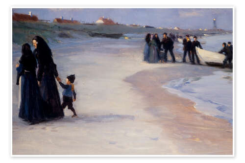 Juliste A white boat on the beach, 1895