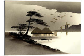 Galleritryk Japanese landscape, huts, boats