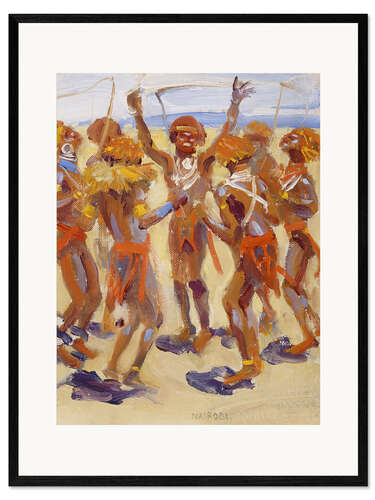 Impression artistique encadrée Dancing Kikuyu Warriors, 1909