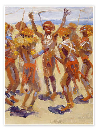 Póster Dancing Kikuyu Warriors, 1909