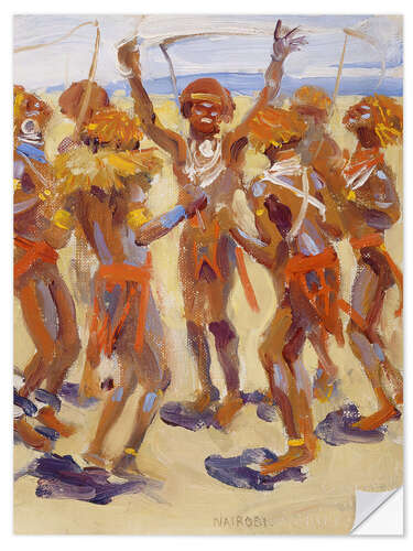 Wandsticker Tanzende Kikuyu-Krieger, 1909