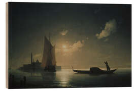 Holzbild Ein Gondoliere in Venedig bei Nacht, 1843