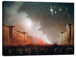 Lienzo Fireworks in Piazza Vittorio Veneto, Turin - Carlo Bossoli, 1853