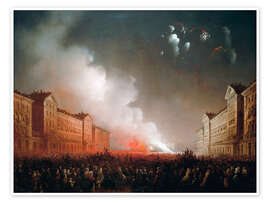 Poster Fireworks in Piazza Vittorio Veneto, Turin - Carlo Bossoli, 1853