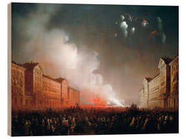 Holzbild Feuerwerk auf Piazza Vittorio Veneto, Turin - Carlo Bossoli, 1853