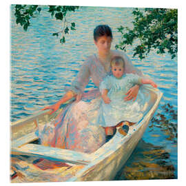 Akryylilasitaulu Mother and Child in a Boat, 1892 - Edmund Charles Tarbell